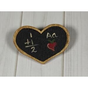 Wooden Heart Shaped Teacher Appreciation Pin for Birthday or Thank You Gift